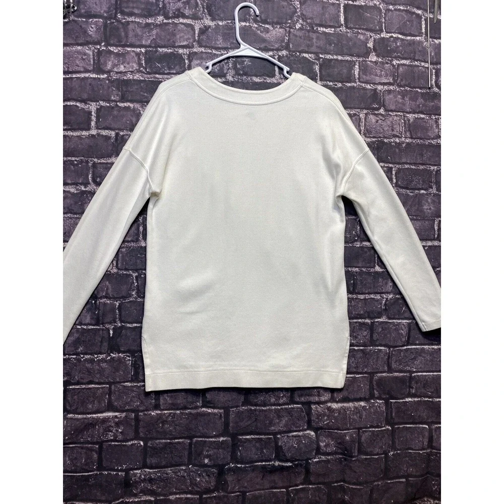 Nike Sweatshirt Women Small White Rally Metallic Fleece 652 Long Sleeve Gym Yoga
